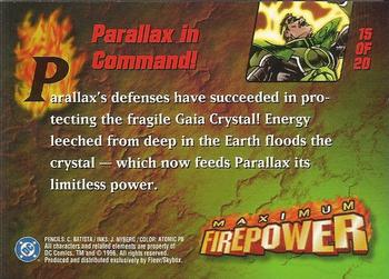 1996 SkyBox DC Outburst: Firepower - Maximum Firepower #15 Parallax in Command! Back