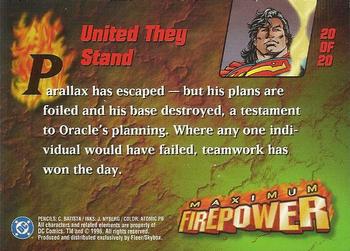 1996 SkyBox DC Outburst: Firepower - Maximum Firepower #20 United They Stand Back