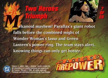 1996 SkyBox DC Outburst: Firepower - Maximum Firepower #7 Two Heroes Triumph Back