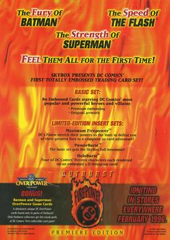1996 SkyBox DC Outburst: Firepower - Promos #NNO 4-card panel Back