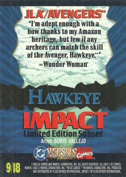 1995 Fleer DC vs. Marvel Comics - Impact #I9 Hawkeye Back