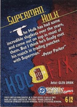 1995 Fleer DC vs. Marvel Comics - Holo F/X #6 Superman vs. Hulk Back
