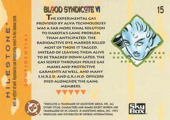 1993 SkyBox Milestone: The Dakota Universe #15 Blood Syndicate VI Back