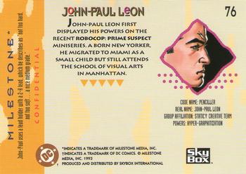 1993 SkyBox Milestone: The Dakota Universe #76 John-Paul Leon Back