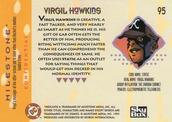 1993 SkyBox Milestone: The Dakota Universe #95 Virgil Hawkins Back