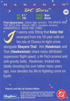 1994 SkyBox DC Stars #36 Hawkman Back