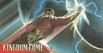 1996 SkyBox Kingdom Come Xtra #28 Using all the might of Shazam, Captain Marvel h Front