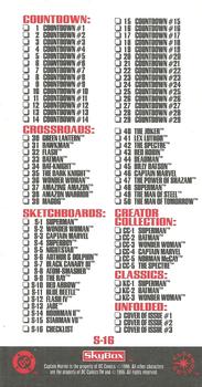 1996 SkyBox Kingdom Come Xtra - Sketchboard #16 Checklist Back