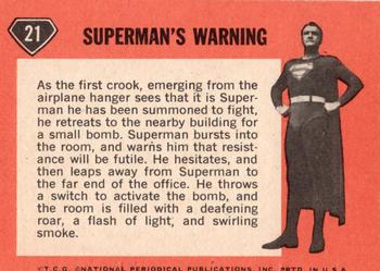 1966 Topps Superman #21 Superman's Warning Back