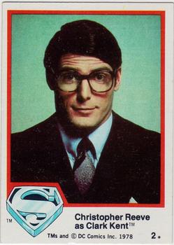 1978 Topps Superman: The Movie #2 Christopher Reeve as Clark Kent Front