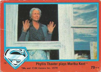 1978 Topps Superman: The Movie #79 Phyllis Thaxter plays Martha Kent Front