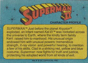 1980 Topps Superman II #2 The Man of Steel Back