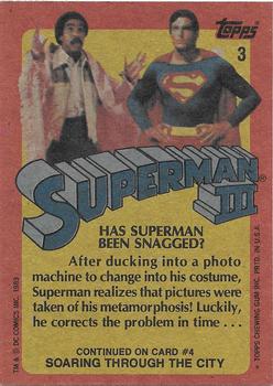 1983 Topps Superman III #3 Has Superman Been Snagged? Back