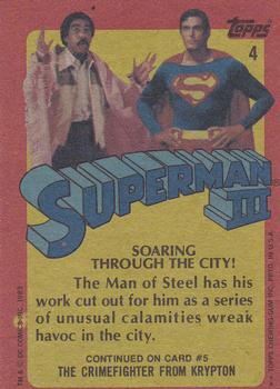 1983 Topps Superman III #4 Soaring through the City! Back