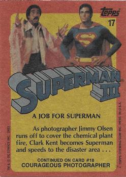 1983 Topps Superman III #17 A Job for Superman Back
