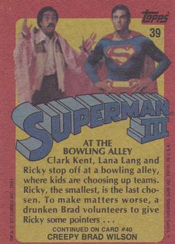 1983 Topps Superman III #39 At the Bowling Alley Back