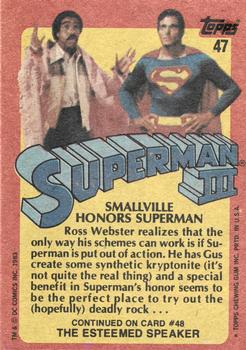 1983 Topps Superman III #47 Smallville Honors Superman Back