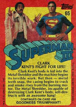 1983 Topps Superman III #65 Clark Kent's Fight for Life! Back
