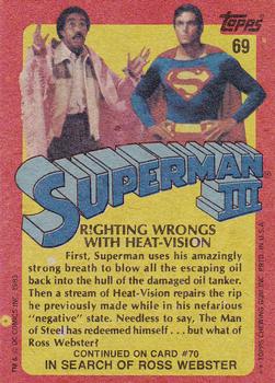 1983 Topps Superman III #69 Righting Wrongs with Heat-Vision Back