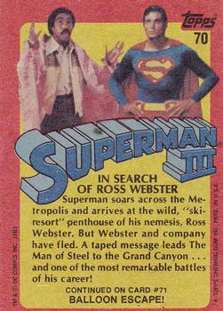 1983 Topps Superman III #70 In Search of Ross Webster Back
