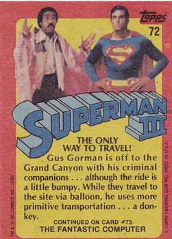 1983 Topps Superman III #72 The Only Way To Travel! Back