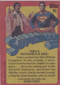 1983 Topps Superman III #83 Vera's Monstrous Fate! Back