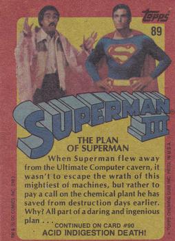 1983 Topps Superman III #89 The Plan of Superman Back