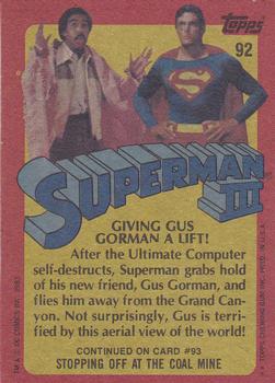 1983 Topps Superman III #92 Giving Gus Gorman a Lift! Back