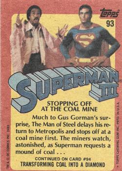 1983 Topps Superman III #93 Stopping Off at the Coal Mine Back