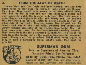 1941 Gum Inc. Superman (R145) #3 From the Jaws of Death Back