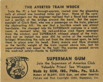 1941 Gum Inc. Superman (R145) #7 The Averted Train Wreck Back