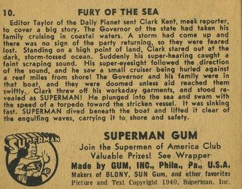 1941 Gum Inc. Superman (R145) #10 Fury of the Sea Back