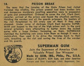 1941 Gum Inc. Superman (R145) #18 Prison Break Back