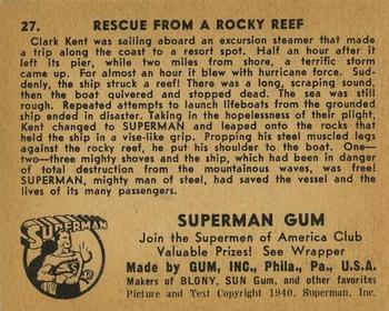 1941 Gum Inc. Superman (R145) #27 Rescue from a Rocky Reef Back