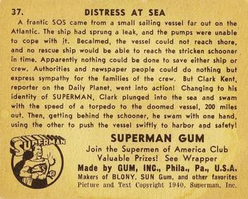 1941 Gum Inc. Superman (R145) #37 Distress at Sea Back