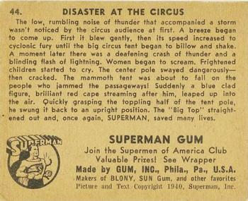 1941 Gum Inc. Superman (R145) #44 Disaster at the Circus Back