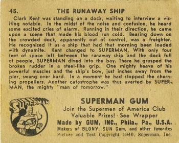 1941 Gum Inc. Superman (R145) #45 The Runaway Ship Back