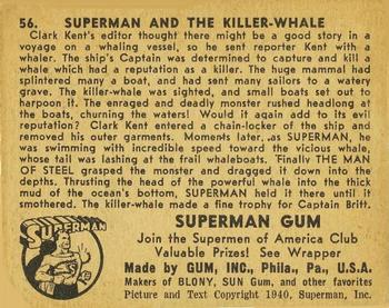 1941 Gum Inc. Superman (R145) #56 Superman and the Killer-Whale Back