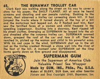 1941 Gum Inc. Superman (R145) #65 The Runaway Trolley Car Back