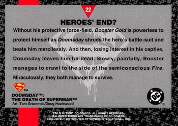 1992 SkyBox Doomsday: The Death of Superman #22 Heroes End? Back
