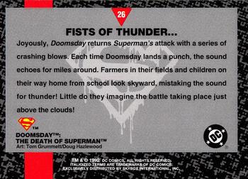 1992 SkyBox Doomsday: The Death of Superman #26 Fists of Thunder… Back