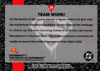 1992 SkyBox Doomsday: The Death of Superman #29 Team Work! Back