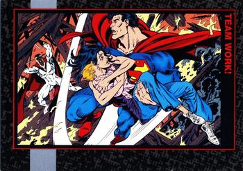 1992 SkyBox Doomsday: The Death of Superman #29 Team Work! Front