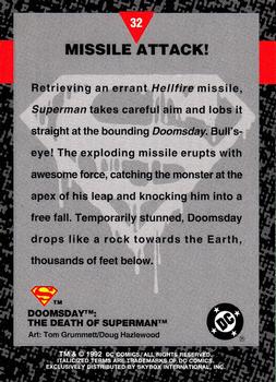 1992 SkyBox Doomsday: The Death of Superman #32 Missile Attack! Back