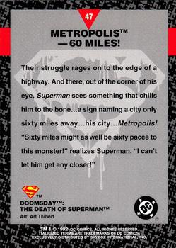 1992 SkyBox Doomsday: The Death of Superman #47 Metropolis: 60 Miles! Back