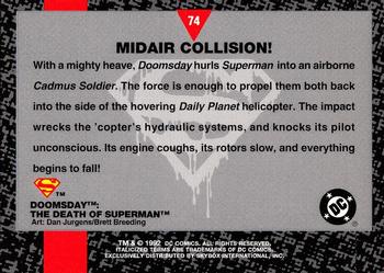1992 SkyBox Doomsday: The Death of Superman #74 Midair Collision! Back
