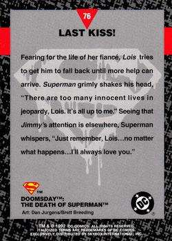 1992 SkyBox Doomsday: The Death of Superman #76 Last Kiss? Back