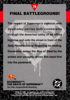 1992 SkyBox Doomsday: The Death of Superman #79 Final Battleground! Back