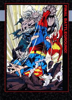 1992 SkyBox Doomsday: The Death of Superman #79 Final Battleground! Front