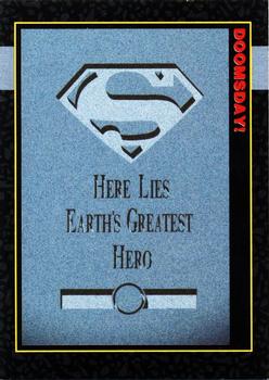1992 SkyBox Doomsday: The Death of Superman - Promos #00 Here Lies Earth's Greatest Hero Front